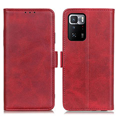 Leather Case Stands Flip Cover Holder M15L for Xiaomi Redmi Note 10 Pro 5G Red