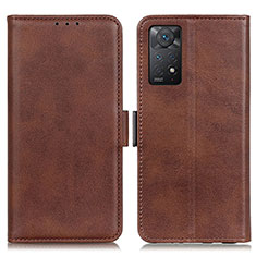 Leather Case Stands Flip Cover Holder M15L for Xiaomi Redmi Note 11 Pro 4G Brown