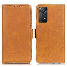 Leather Case Stands Flip Cover Holder M15L for Xiaomi Redmi Note 11 Pro 5G Light Brown
