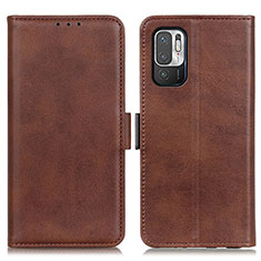 Leather Case Stands Flip Cover Holder M15L for Xiaomi Redmi Note 11 SE 5G Brown