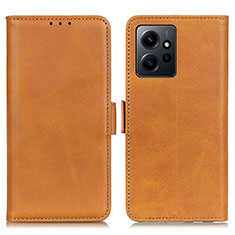 Leather Case Stands Flip Cover Holder M15L for Xiaomi Redmi Note 12 4G Light Brown