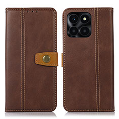 Leather Case Stands Flip Cover Holder M16L for Huawei Honor X6a Brown