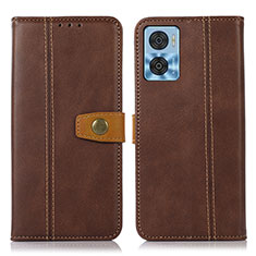 Leather Case Stands Flip Cover Holder M16L for Motorola Moto E22i Brown