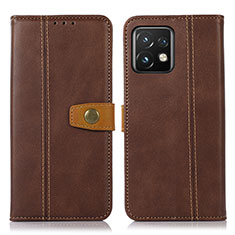 Leather Case Stands Flip Cover Holder M16L for Motorola Moto Edge 40 Pro 5G Brown