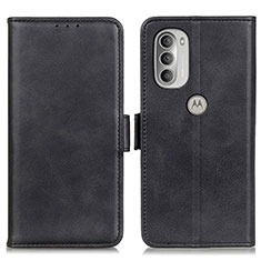 Leather Case Stands Flip Cover Holder M16L for Motorola Moto G51 5G Black