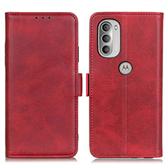 Leather Case Stands Flip Cover Holder M16L for Motorola Moto G51 5G Red