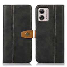 Leather Case Stands Flip Cover Holder M16L for Motorola Moto G53 5G Black