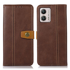 Leather Case Stands Flip Cover Holder M16L for Motorola Moto G53j 5G Brown