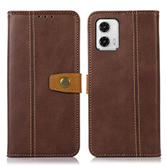 Leather Case Stands Flip Cover Holder M16L for Motorola Moto G73 5G Brown