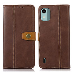 Leather Case Stands Flip Cover Holder M16L for Nokia C12 Plus Brown