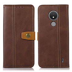 Leather Case Stands Flip Cover Holder M16L for Nokia C21 Brown