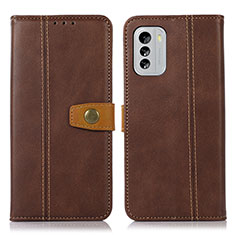 Leather Case Stands Flip Cover Holder M16L for Nokia G60 5G Brown