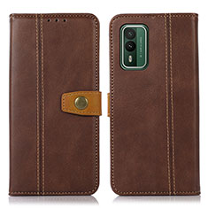 Leather Case Stands Flip Cover Holder M16L for Nokia XR21 Brown