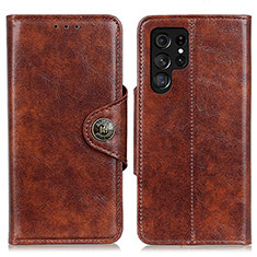 Leather Case Stands Flip Cover Holder M16L for Samsung Galaxy S22 Ultra 5G Light Brown