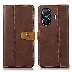 Leather Case Stands Flip Cover Holder M16L for Vivo T1 5G Brown