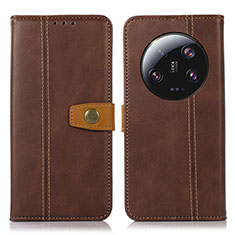 Leather Case Stands Flip Cover Holder M16L for Xiaomi Mi 13 Ultra 5G Brown