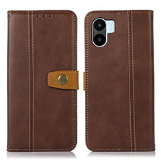 Leather Case Stands Flip Cover Holder M16L for Xiaomi Poco C51 Brown