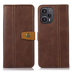 Leather Case Stands Flip Cover Holder M16L for Xiaomi Poco F5 5G Brown