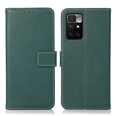 Leather Case Stands Flip Cover Holder M16L for Xiaomi Redmi 10 4G Green