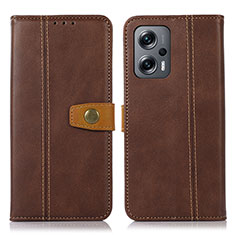 Leather Case Stands Flip Cover Holder M16L for Xiaomi Redmi K50i 5G Brown