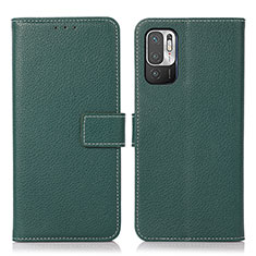 Leather Case Stands Flip Cover Holder M16L for Xiaomi Redmi Note 10 5G Green