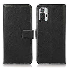 Leather Case Stands Flip Cover Holder M16L for Xiaomi Redmi Note 10 Pro 4G Black