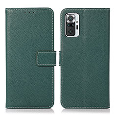 Leather Case Stands Flip Cover Holder M16L for Xiaomi Redmi Note 10 Pro 4G Green