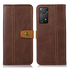 Leather Case Stands Flip Cover Holder M16L for Xiaomi Redmi Note 11 Pro 5G Brown