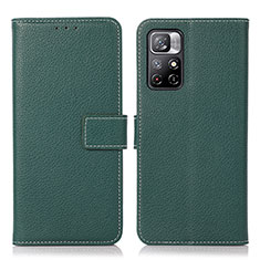 Leather Case Stands Flip Cover Holder M16L for Xiaomi Redmi Note 11T 5G Green