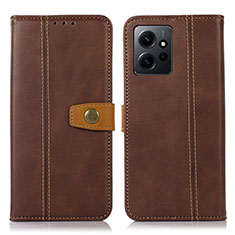 Leather Case Stands Flip Cover Holder M16L for Xiaomi Redmi Note 12 4G Brown