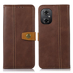 Leather Case Stands Flip Cover Holder M16L for Xiaomi Redmi Note 12R Pro 5G Brown