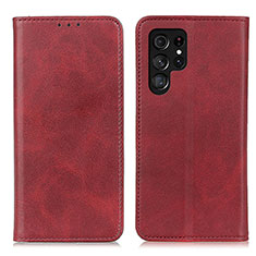 Leather Case Stands Flip Cover Holder M17L for Samsung Galaxy S24 Ultra 5G Red