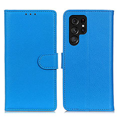 Leather Case Stands Flip Cover Holder M18L for Samsung Galaxy S23 Ultra 5G Blue