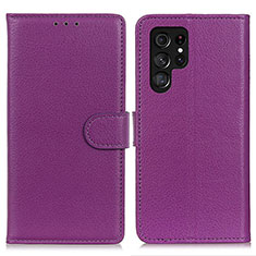 Leather Case Stands Flip Cover Holder M18L for Samsung Galaxy S23 Ultra 5G Purple