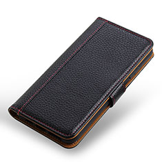 Leather Case Stands Flip Cover Holder M24L for Samsung Galaxy S23 Ultra 5G Black