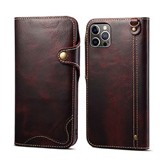 Leather Case Stands Flip Cover Holder MT1 for Apple iPhone 16 Pro Brown