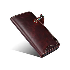 Leather Case Stands Flip Cover Holder MT5 for Apple iPhone 14 Pro Max Brown