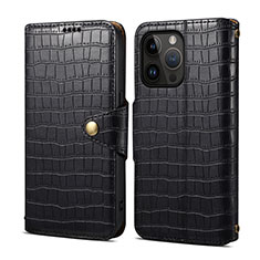 Leather Case Stands Flip Cover Holder MT6 for Apple iPhone 14 Pro Black