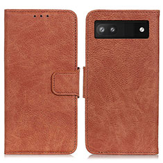 Leather Case Stands Flip Cover Holder N01P for Google Pixel 7a 5G Brown