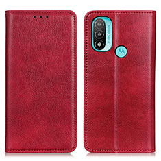 Leather Case Stands Flip Cover Holder N01P for Motorola Moto E40 Red