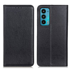 Leather Case Stands Flip Cover Holder N01P for Motorola Moto Edge 20 5G Black