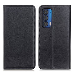 Leather Case Stands Flip Cover Holder N01P for Motorola Moto Edge (2021) 5G Black