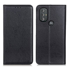 Leather Case Stands Flip Cover Holder N01P for Motorola Moto G Play (2023) Black