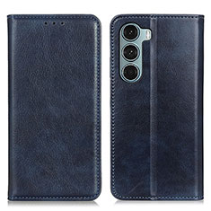 Leather Case Stands Flip Cover Holder N01P for Motorola Moto G200 5G Blue