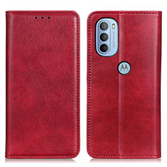 Leather Case Stands Flip Cover Holder N01P for Motorola Moto G31 Red