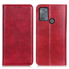 Leather Case Stands Flip Cover Holder N01P for Motorola Moto G50 Red