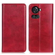 Leather Case Stands Flip Cover Holder N01P for OnePlus 10R 5G Red