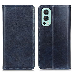 Leather Case Stands Flip Cover Holder N01P for OnePlus Nord 2 5G Blue