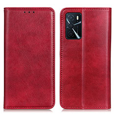 Leather Case Stands Flip Cover Holder N01P for Oppo A16s Red