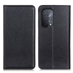 Leather Case Stands Flip Cover Holder N01P for Oppo A54 5G Black